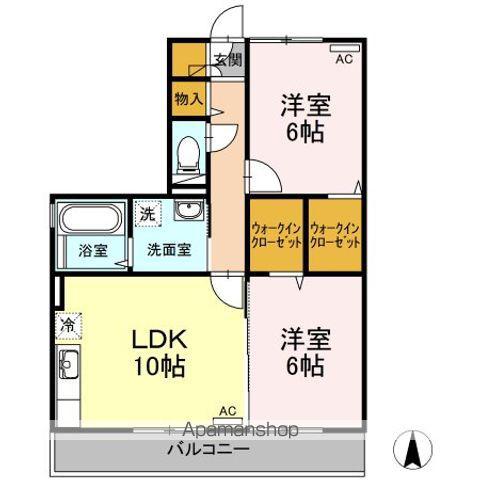 セレッソ花楯88(2LDK/1階)の間取り写真