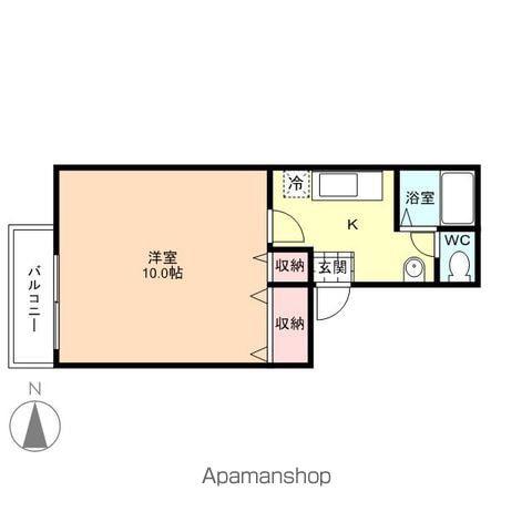 ロイヤルヒルズB棟(1K/1階)の間取り写真