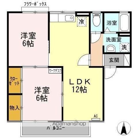 セジュール薬師寺(2LDK/2階)の間取り写真