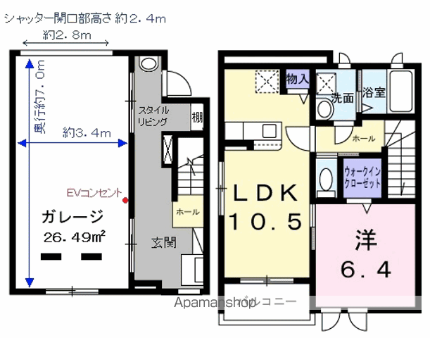 ベルシェールⅡ(1LDK/1階)の間取り写真