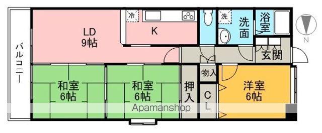 ドゥエル高砂(3LDK/6階)の間取り写真