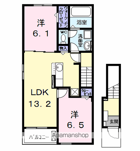 ルチェンテⅡ(2LDK/2階)の間取り写真