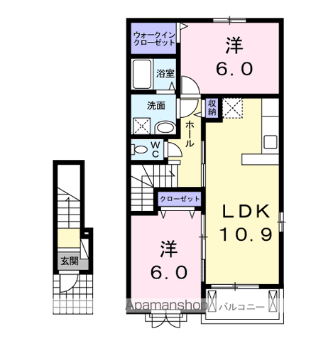 カーサ マリィA(2LDK/2階)の間取り写真