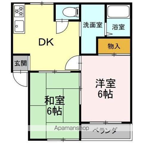 エンジェル2(2DK/1階)の間取り写真