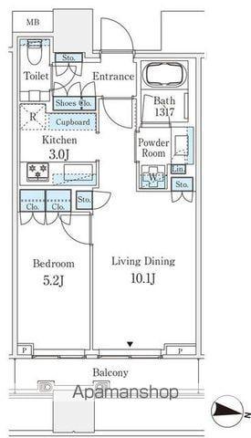 パークコート渋谷 ザ タワー(1LDK/13階)の間取り写真