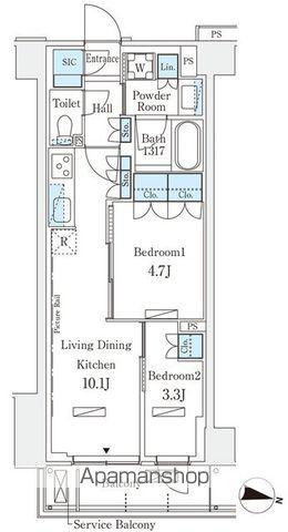 ロイヤルパークス赤羽サウス(2LDK/4階)の間取り写真