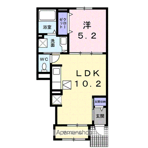 フロイデ KANAGEN三島2(1LDK/1階)の間取り写真