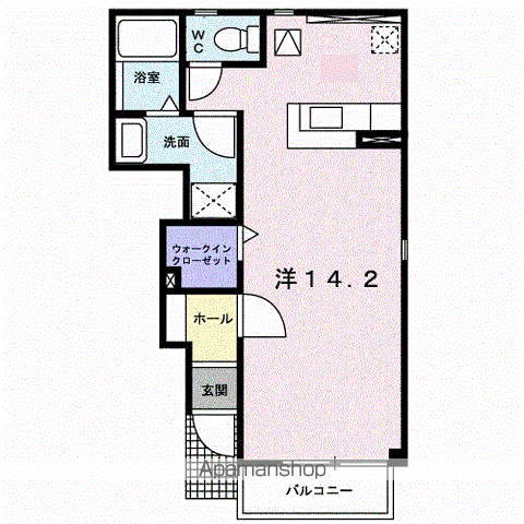 フォーチュネット(ワンルーム/1階)の間取り写真