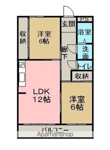 サンヒルズ花井(2LDK/3階)の間取り写真