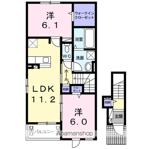 グリーン グラス(2LDK/2階)の間取り写真