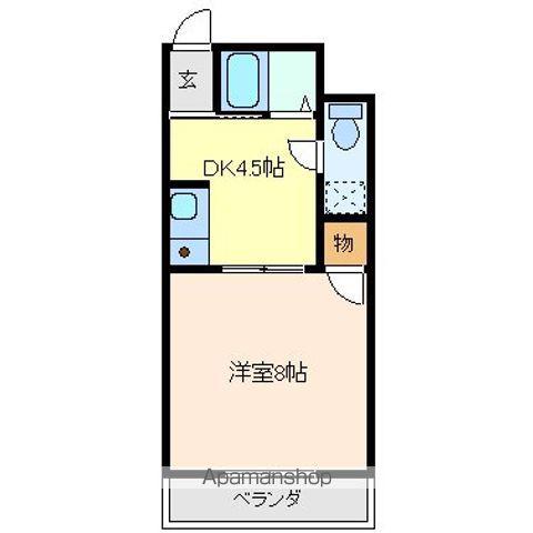 パステルクボ6(1DK/2階)の間取り写真