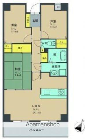 サーパスシティ前原弐番館(3LDK/2階)の間取り写真
