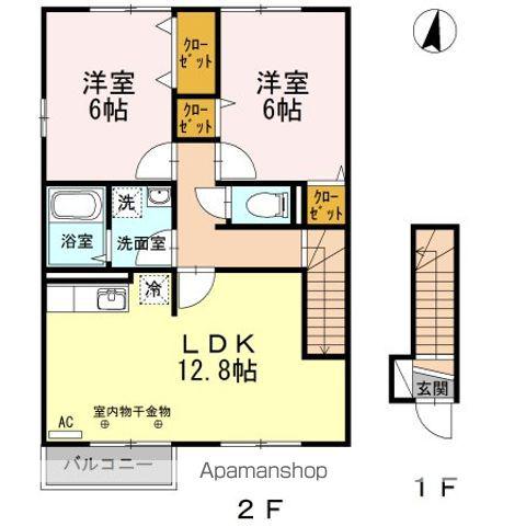 ヴェルチュ ノール(2LDK/2階)の間取り写真