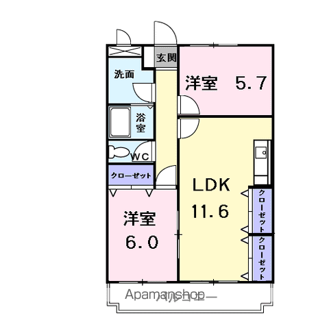 マリッチ宇野(3DK/1階)の間取り写真