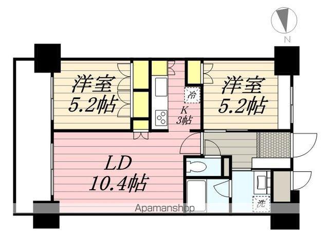 RJRプレシア千早(2LDK/10階)の間取り写真