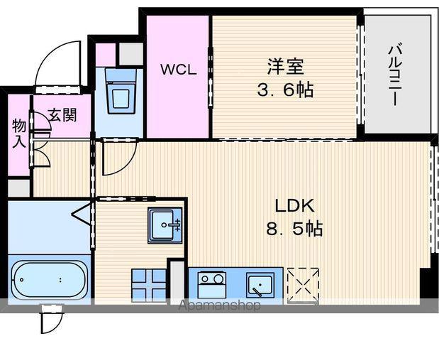 アリス・マナーガーデン谷町(1DK/8階)の間取り写真