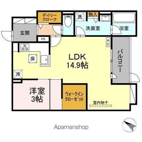EUZAK RESIDENCE GIFU ウエストユーザックレ(1LDK/1階)の間取り写真