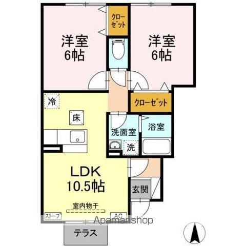 アムール和Ⅱ(2LDK/1階)の間取り写真