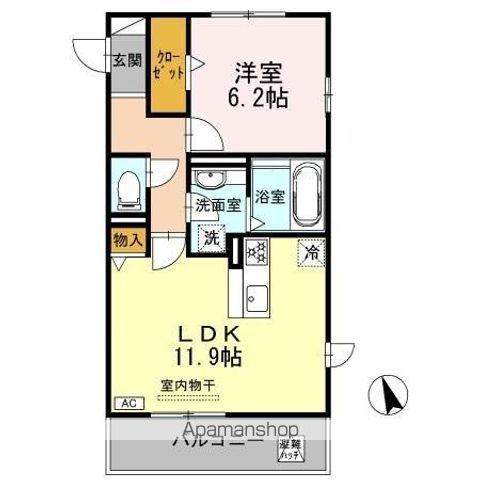 シュエット(1LDK/2階)の間取り写真