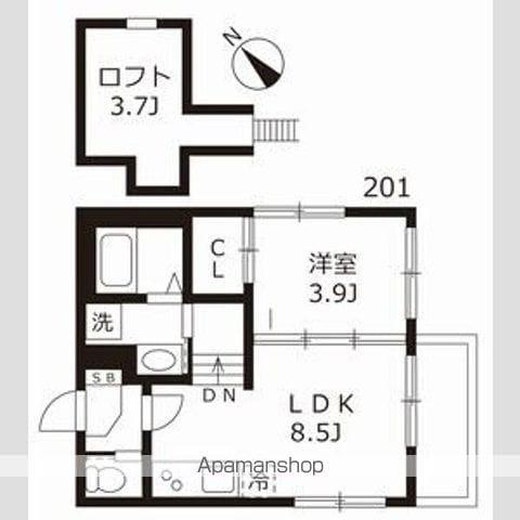 ハーモニーテラス志賀町Ⅹ(1LDK/2階)の間取り写真