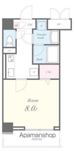 ディアウス両国(1K/2階)の間取り写真