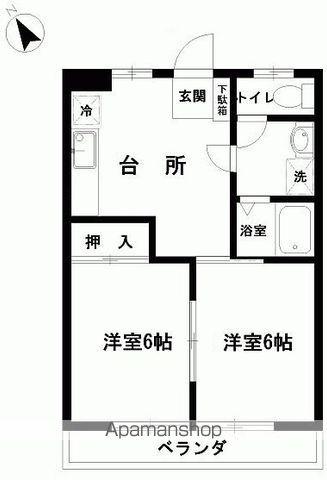 ベルハイム(2DK/1階)の間取り写真