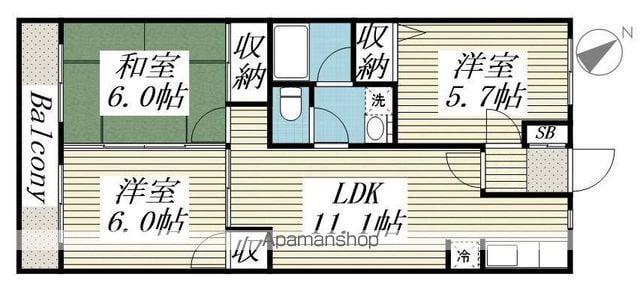 第3パールメゾン増田(3LDK/2階)の間取り写真