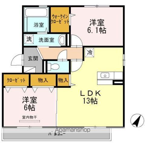 カーサシャルマン A棟(2LDK/3階)の間取り写真