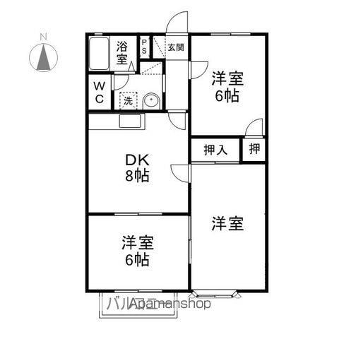 ベルビー三本柳(3DK/2階)の間取り写真