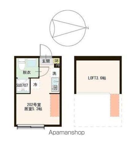 ハーモニーテラス春日町Ⅵ(ワンルーム/2階)の間取り写真