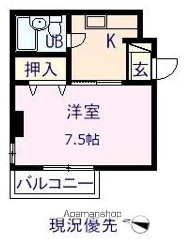 ルーエ霞町(1DK/7階)の間取り写真