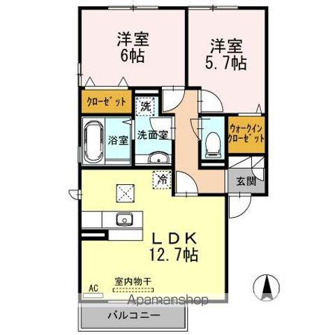 グランセ(2LDK/1階)の間取り写真