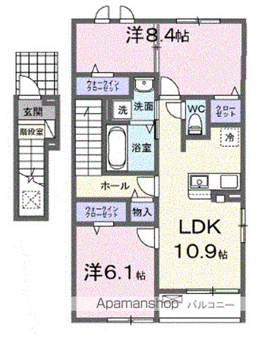 アーバンコート 西青山 南棟(2LDK/2階)の間取り写真