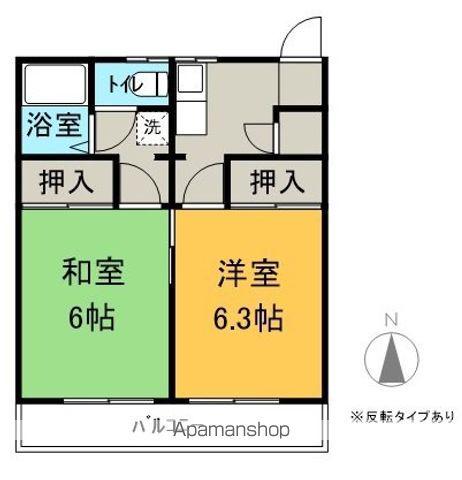 寺沢荘(2K/2階)の間取り写真
