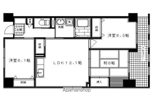 フレア五条(3LDK/4階)の間取り写真