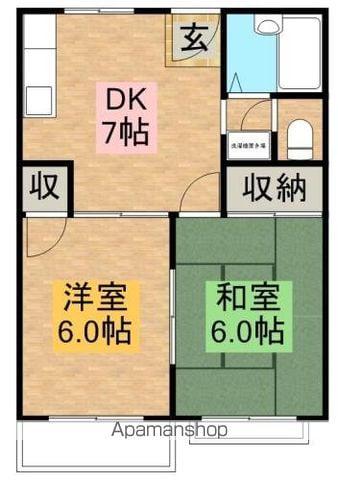 ハピネスニシムラ(2DK/2階)の間取り写真