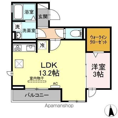 シュヴァル(1LDK/1階)の間取り写真