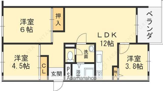 芦屋浜高層高浜1号棟(3LDK/14階)の間取り写真