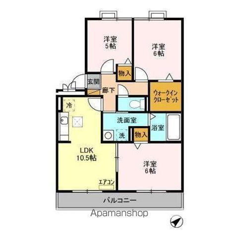 ロイヤルクレッセント西登戸(3LDK/1階)の間取り写真