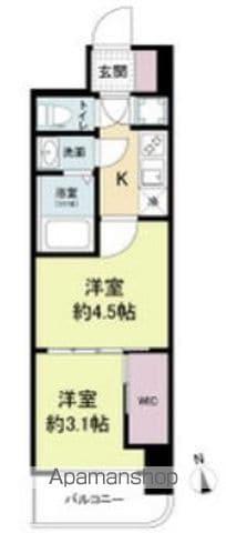SERENITE難波GRANDESUD(2K/15階)の間取り写真
