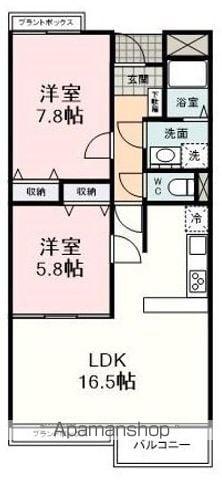 ガーデンハウス雅 C棟(2LDK/1階)の間取り写真