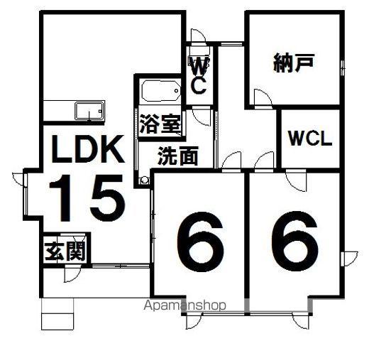 北海道河東郡音更町 2階建 築37年(2SLDK)の間取り写真
