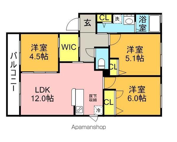 シュトラール B棟(3LDK/2階)の間取り写真