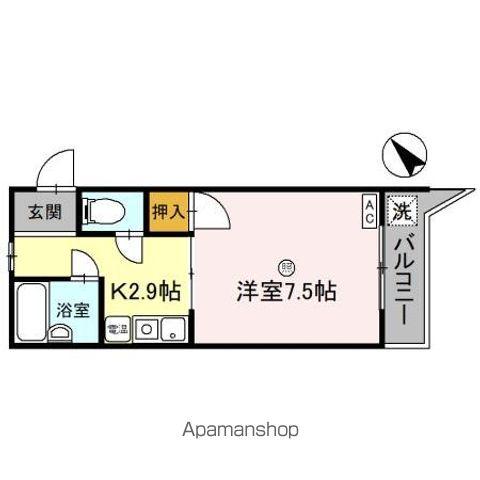 リバーハイツ豊岡(1K/2階)の間取り写真