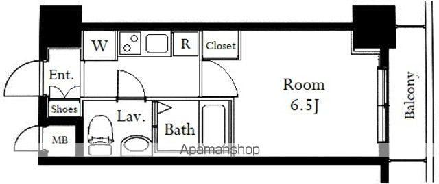 グランド・ガーラ西麻布(1K/6階)の間取り写真