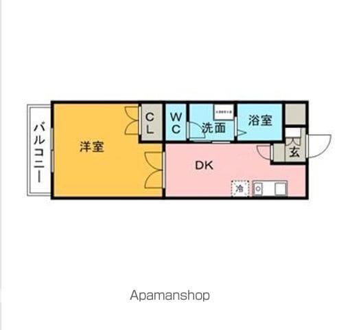 クラウンII津福(1DK/3階)の間取り写真