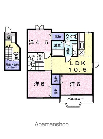 クレメント余戸B(3LDK/2階)の間取り写真