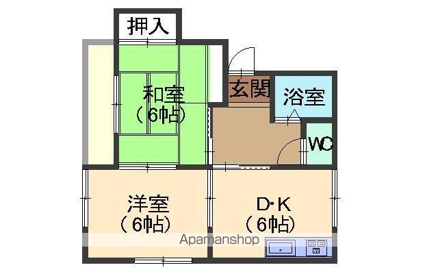 アスリエB棟(2DK/1階)の間取り写真
