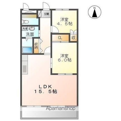 ステイブル円座(2LDK/1階)の間取り写真