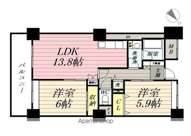 鶴見イーストリバー(2LDK/8階)の間取り写真